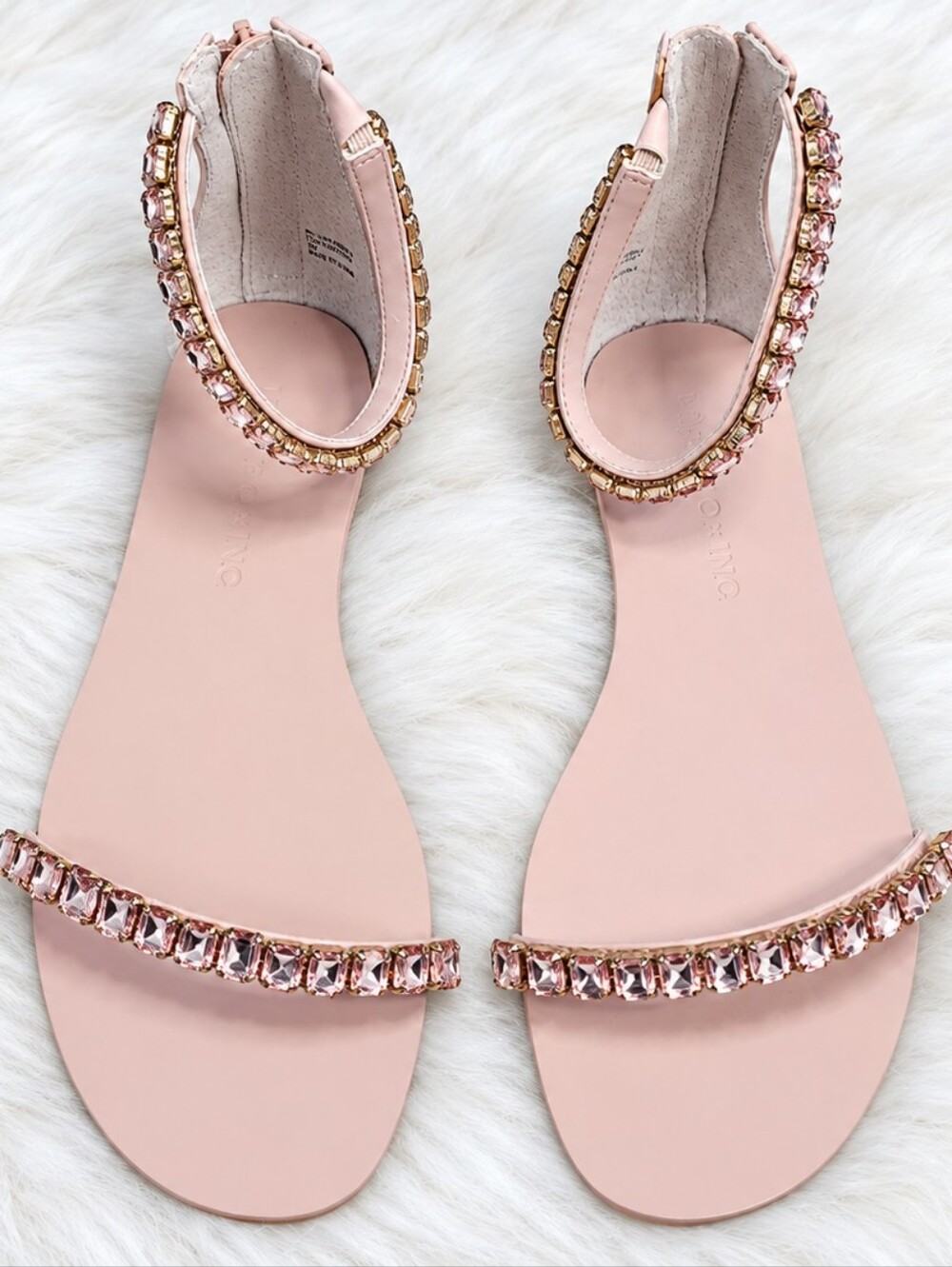 INC International Concepts Pink Rhinestone Crystal Sandals Size 8